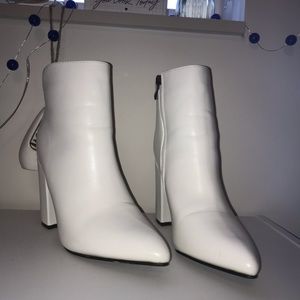 White Leather Heel Boots